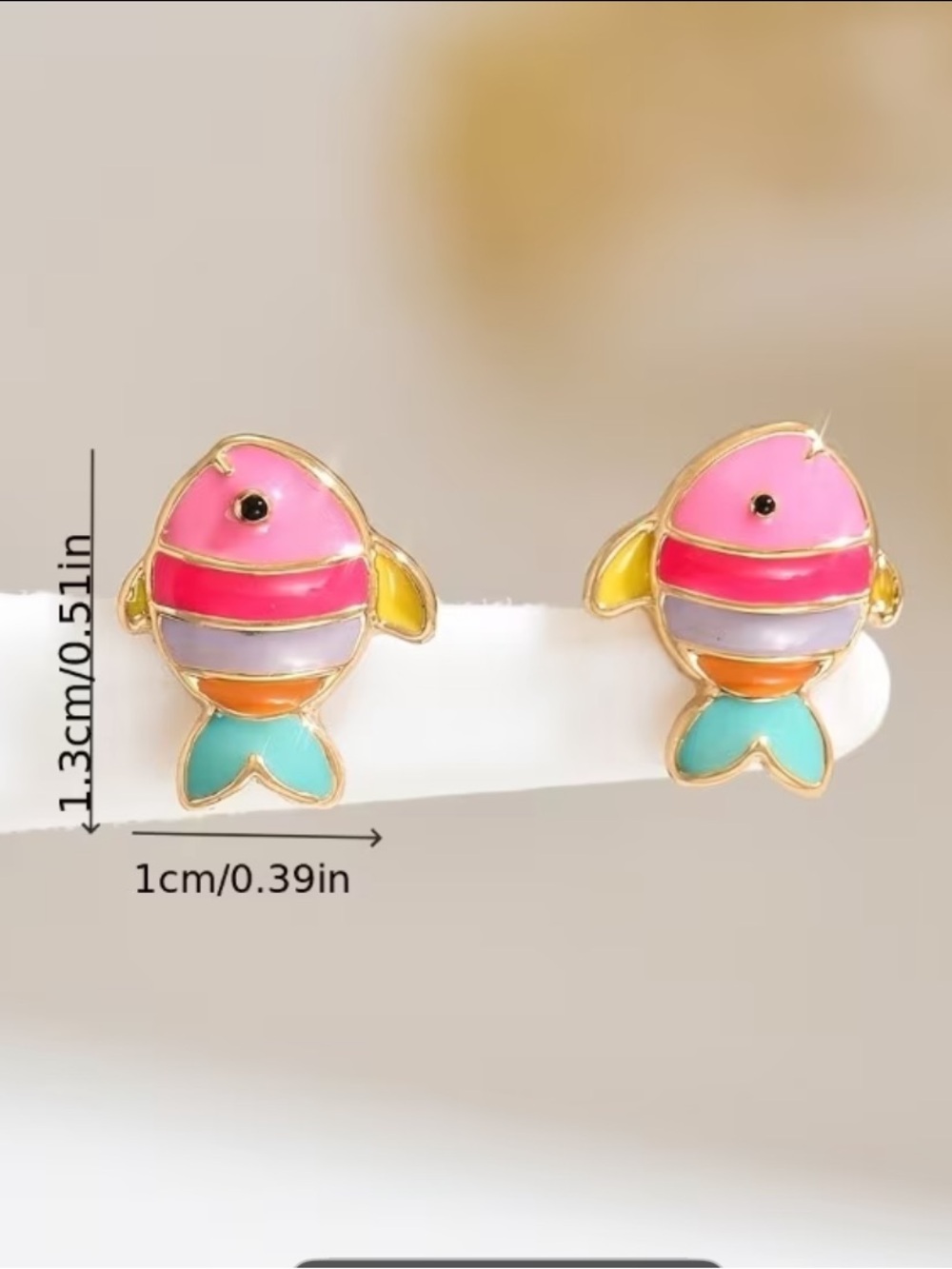 Rainbow Fish Stud Earrings - Picture 2 of 3